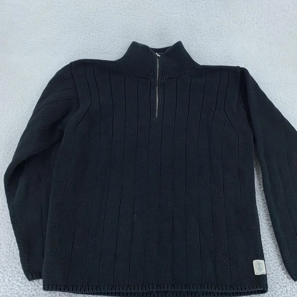Polo Jeans Co Ralph Lauren Sweater Mens XL Black Half Zip Pullover Cotton Ribbed